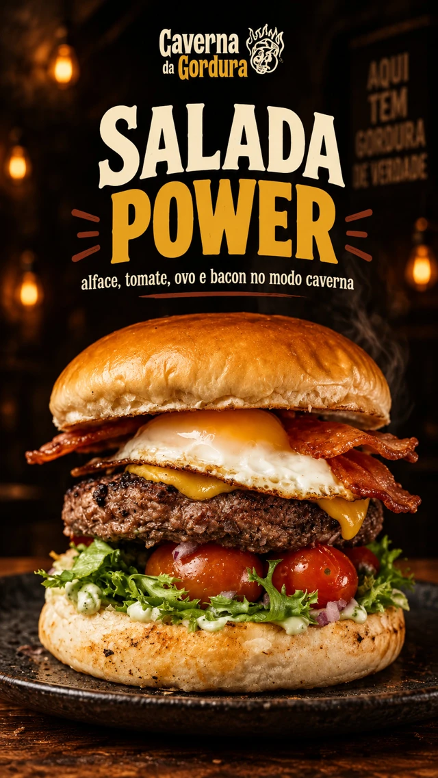 Salada Power — arte da campanha caverna da gordura