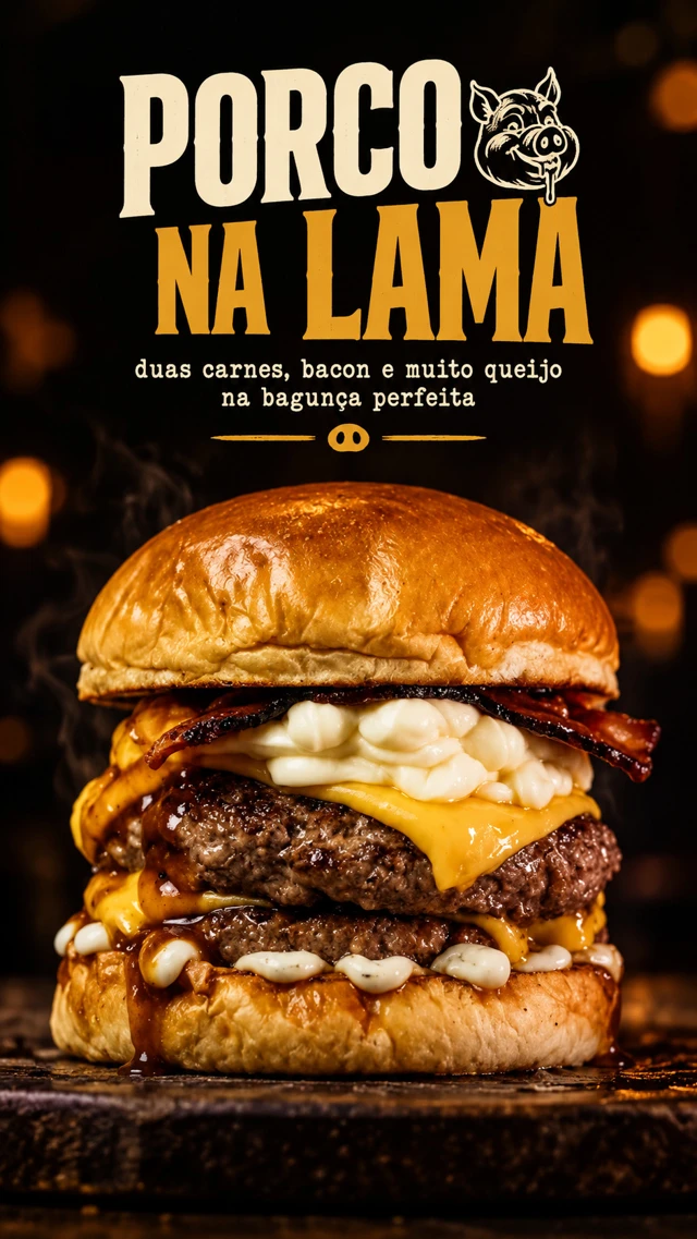 Porco na Lama — arte da campanha caverna da gordura